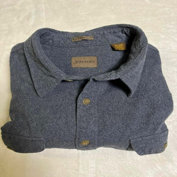 Vtg. St. John's Bay Chamois Cloth Flannel Men's 2XL Gray Button Up Camp Cottage - Picture 8 of 8